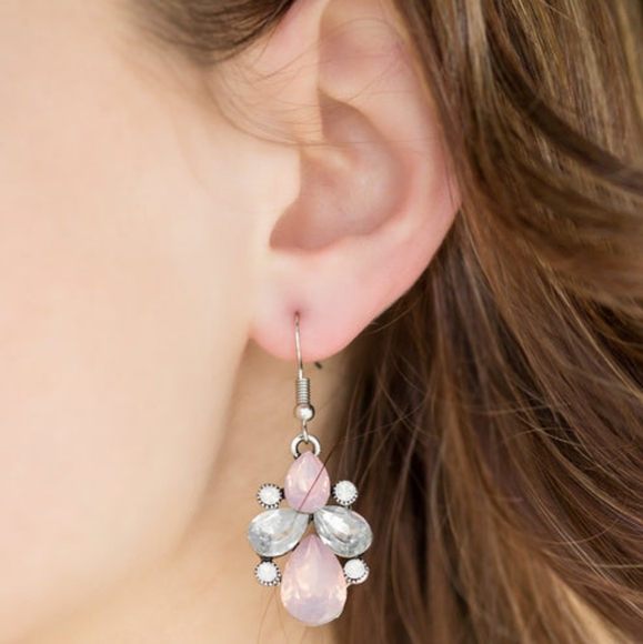 Paparazzi Earrings - Wonderland Waltz 🎀 Pink - Picture 3 of 3